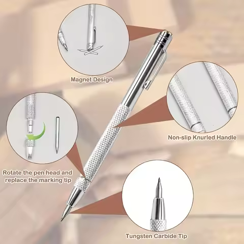 Diamond Glass Cutter Pen Strong Magnetic Scribing Pen Replaceable Tip for Tile Glass Metal Marking T