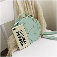 Round Bag Ladies Shoulder Bag Embroidered Drum Crossbody Bag Fashion Handbag
