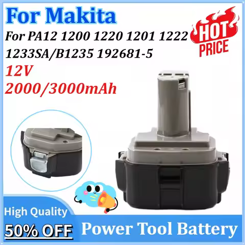 New 12V 2000/3000mAh Power Tool Battery Replacement for Makita for PA12 for Makita 1200 1201 1222 12