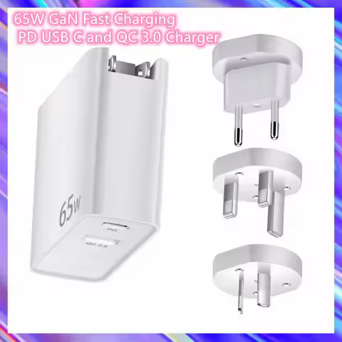 65W GaN Fast Charging PD USB C and qc 3.0 18W Charger For Apple iPhone 13 pro 12 11 8 7 ipad Power A