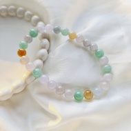 冰膠紫羅蘭跳色手串 手珠 珠串 | 天然緬甸玉A貨翡翠