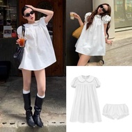 LOVITY VKQ99 dress with babydoll shape, lotus collar, puff sleeves