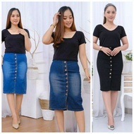 Women's Span Jean Skirt. Shelin Skirt 7/9 Span. Button Span Skirt