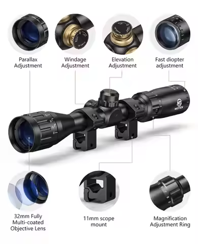 Midten 3-9x32 AO Rifle Scope Optics Sights R4 Reticle Crosshair Riflescope Sighting for 11mm Dovetai