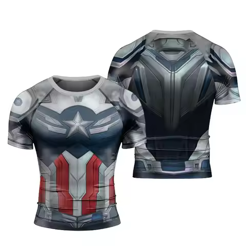 Sports Short Sleeves, 3D Printed Quick Drying Short Sleeves, "Marvel Universe" Character Print, Spor