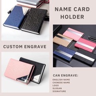 CUSTOM ENGRAVE NCH04 Personalized PU Stainless Steel Business Card Holder