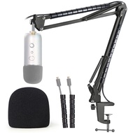 Blue Yeti Mic Stand with Foam Cover Windscreen - Microphone Boom Arm Stand with Pop Filter Compatibl