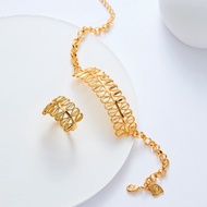 Hyl Jewelry 87S Set Perhiasan Titanium Wanita Lapis Emas Silver Anti Karat Asli Dewasa Murah Korea C