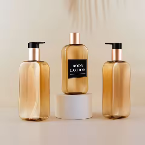 3Pcs 17.6 UK FL OZ Shampoo Square Flat Bottle PET Press Shower Gel Conditioner Plastic Dispenser Bot