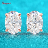 Smyoue Rose Gold 1-4CT Oval Cut Moissanite Stud Earrings for Women Girls Jewelry Lab Diamond Classic