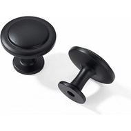 khtumeware 10 Pek 1-1/4 inci(32mm) Tombol Kabinet Hitam Tombol Almari Bulat Hitam Matte Tombol Laci 