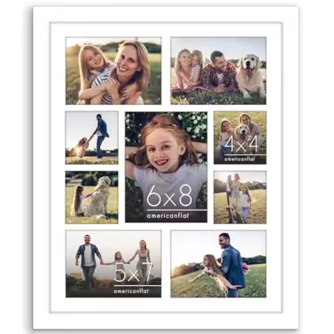 Collage Picture Frame with Polished Plexiglass - Multi Picture Frames Fit One 6x8, Four 5x7 and Four
