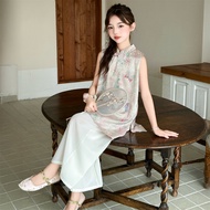 H.S.H Kids | ชุดเด็กผู้หญิงสไตล์จีนฤดูร้อน ชุดกระโปรงสั้นแขนกุด 2 ชิ้น ทรงหลวม ระบายอากาศได้ดี ใส่สบ