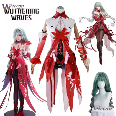 Game Wuthering Waves Phrolova Wuwa Cosplay Costume Red Spider Lily Suit Gorgeous Dress Uniform Wig H