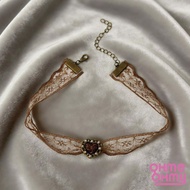 Ready Stock the Next Day with C/Brown Lace Retro Necklace/Romantic Palace Style Lace Strap Necklace/