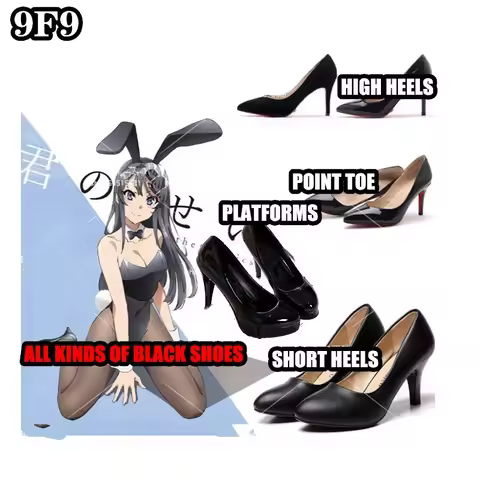 Anime Seishun Buta Yarou wa Bunny Girl Cosplay Shoes Senpai no Yume wo Minai Cosplay High Heel BLACK