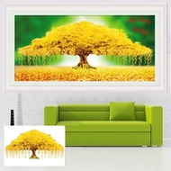 Tranh đính đá Cây tiền Vàng Giàu Sang Phú Quý LV135 (118x50) chưa đính ngọc thịnh cn h22