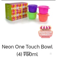 Tupperware One touch bowl neon 750ml 4pcs