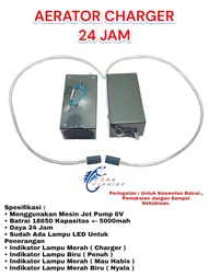 Aerator Charger 24 Jam Suara Senyap Komplit Siap Pakai Mancing Airator Udang Hidup