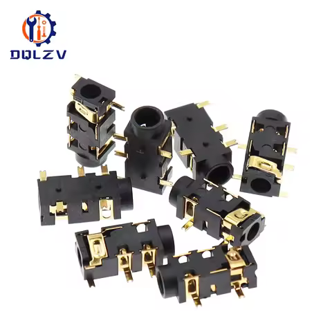 Female Audio Connector 5 Pin SMT SMD Headphone Jack Socket PJ-327A Gold-Plated Patch SMD Audio Earph