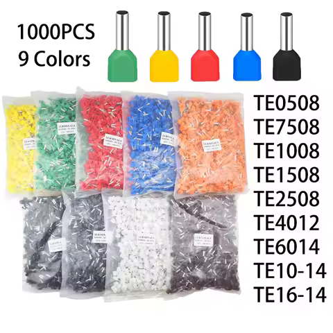 TE0508 TE1508 TE2508 Tubular Crimp Terminal Electrical Wire Insulated Terminator Block Cord End Conn