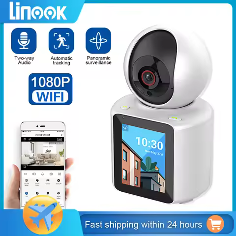 Linook Wifi security camera with 1080P mobile video screen, intelligent CCTV camera, bidirectional 2
