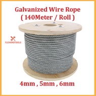 4MM X 140 METER GALVANIZED STEEL WIRE ROPE 6 X 7 FC FIBRE CORE  ( 5MM , 6MM )