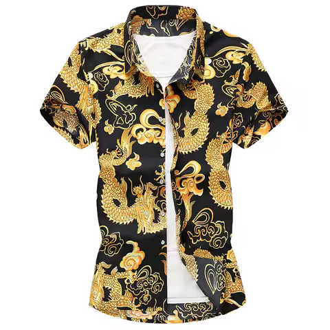 Chinese Style Men Casual Shirt Fashion Slim Mens Dress Shirts Short Sleeve 7XL Summer Comfortable Br