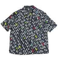 Bottega Veneta 汽車印花開顏色絲短袖襯衫，46碼，黑色顏色拼接，0398，成色極佳。 [二手] BOTTEGAVENETA 男裝