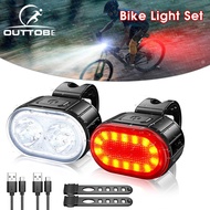Outtobe ไฟจักรยาน	ไฟหน้าจักรยาน 2ชิ้นแสงจักรยานชุดจักรยานไฟท้ายจักรยานไฟหน้ามินิจักรยานไฟท้ายไฟหน้าด้านหลังสีแดงจักรยานแสงเตือนความปลอดภัยขี่จักรยานแสง LED โคมไฟอุปกรณ์จักรยาน