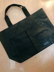 grand black nylon waterproof double pocket buckle shopping bag sport 實用黑色尼龍防水雙口袋內暗隔啪扣環保購物袋 瑜伽 運動袋 可放