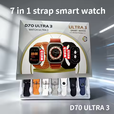 7 in 1 Strap Smart Watch D70 ULTRA3 Sports Watch for Men Women Heart rate Bluetooth Call Music Wirel