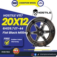 *SET* HOSTILE Flat Black Milling 117 20x12jj ET-44 6H139.7 Sport Rim for 4x4 with (4pcs)