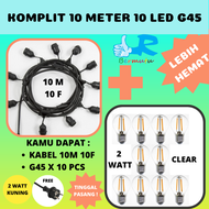 KOMPLIT 10M Kabel Fitting Gantung 10 METER 10 Lampu LED Gantung CAFE 10Meter LAMPU TAMAN LED Outdoor