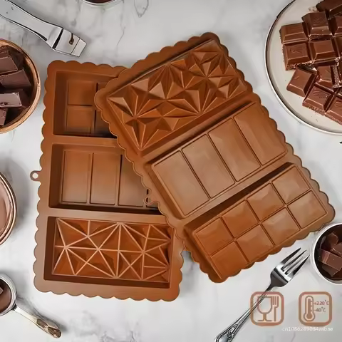 3-in-1 Silicone Chocolate Bar Mold Dubai Luxury Candy Bar Break Apart Molds for Baking DIY Professio