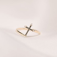 【黑鑽系列】純18K金十字架黑鑽石戒指 婚戒訂製 對戒設計 R077