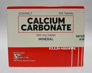Vonwelt Calcium Carbonate 500mg Supplement 100 Tablets