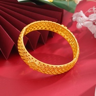 cod Luxury 24K 9999 Pure Gold Womens Hollow Flower Bracelet Carved Hollow Bracelet