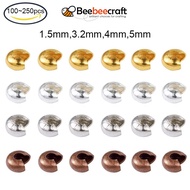 Beebeecraft 100~227pcs Brass Crimp Beads Covers Round 2.2/3/3.2/4/5mm for Jewelry Craft Making