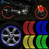8 Motorcycle Wheel Stickers Reflective Decal Rim Tape Bicycle Car Styling Tape Sticker for 10-20 inch wheel Motorcycle Car accessories 【Bluey】