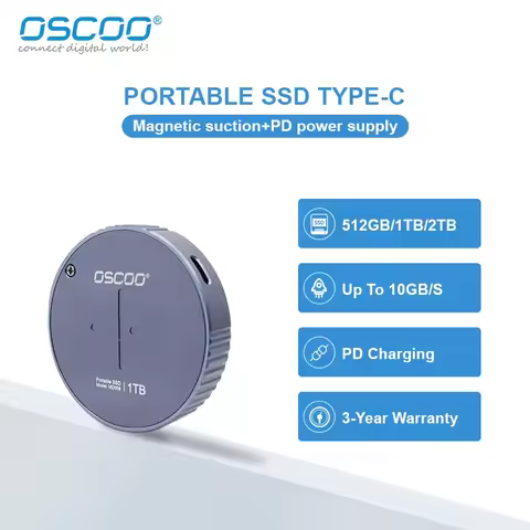 OSCOO High-speed Magsafe Portable Ssd 1TB Hard Drive TypeC PSSD NVMe PCI-E for IPhone 16 Pro Max Pro