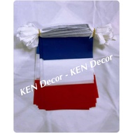 French Water String Flag (8m long string - 32 flags)