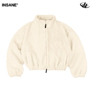 InsaneCloo ECHO STITCH FLEECE JACKET - WHITE Form Boxy Unisex Faux Fur Fabric