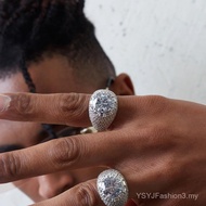Hip-hop wedding diamond ring, real gold plated ring