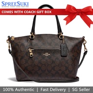 Coach Handbag In Gift Box Crossbody Bag Prairie Satchel In Signature Canvas Brown / Black # F79998