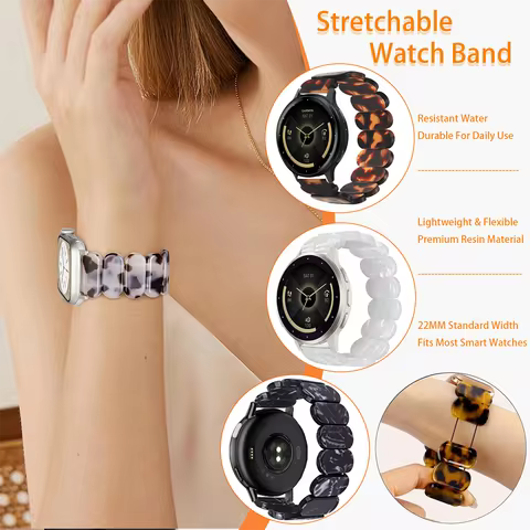 22mm Elastic Resin Band for Garmin Vivoactive 4/Venu4 45mm/Venu 3 45mm/2/Garmin Forerunner 265/Forer