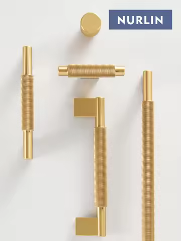 Nurlin New Solid Brass Cross Knurling Brushed Cabinet Knob Cupboards T-bar Long Appliance Pull Furni