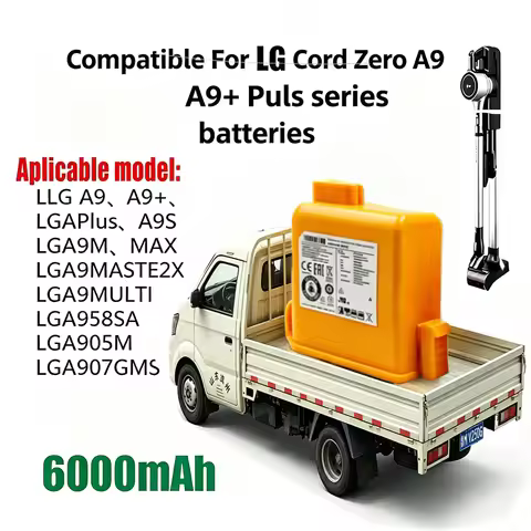6000mAh CordZero Battery for A9/P9/A9S Vacuum, KC Certified, Compatible with EAC63382201/04 LG CordZ