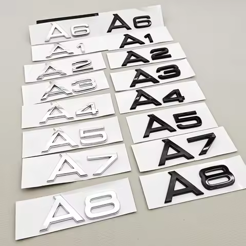 3D ABS Black Car Letter Logo A1 A2 A3 A4 A5 A6 A7 A8 Rear Trunk Badge Emblem Decal For Audi A1 2 3 4