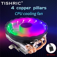 TISHRIC CPU Cooler Fan Computer CPU Heat Sink 4 Pin PWM Fan RGB CPU Cooling Radiator Fan For In LGA2011 115X 1366 X99 AM4